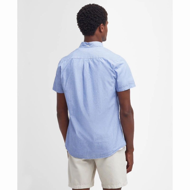Shop Now Save Barbour Crest Poplin Short Sleeved Mens Tailored Fit Shirt - Sky