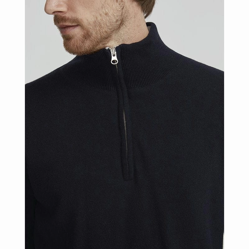 Today Only Steal Holebrook Stellan Windproof Mens Merino 1/4 Zip Jumper - Navy
