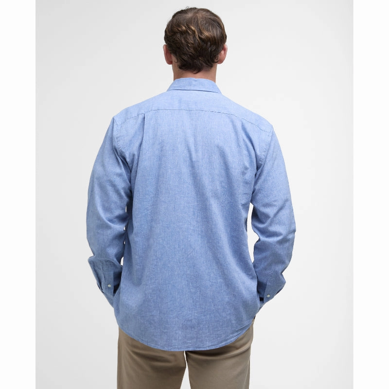 Barbour Nelson Linen Blend Mens Regular Fit Shirt - Blue Exclusive Online Discount
