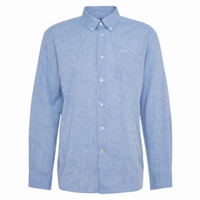 Weekend Sale Special Hot Pick of the Day Barbour Nelson Linen Blend Mens Regular Fit Shirt - Blue