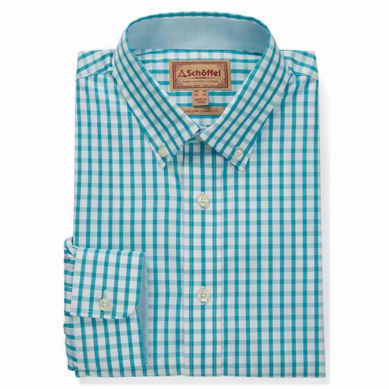 Limited Edition Offer Hot Discount Deal Schoffel Harlyn Tailored Mens Shirt - Sea Blue