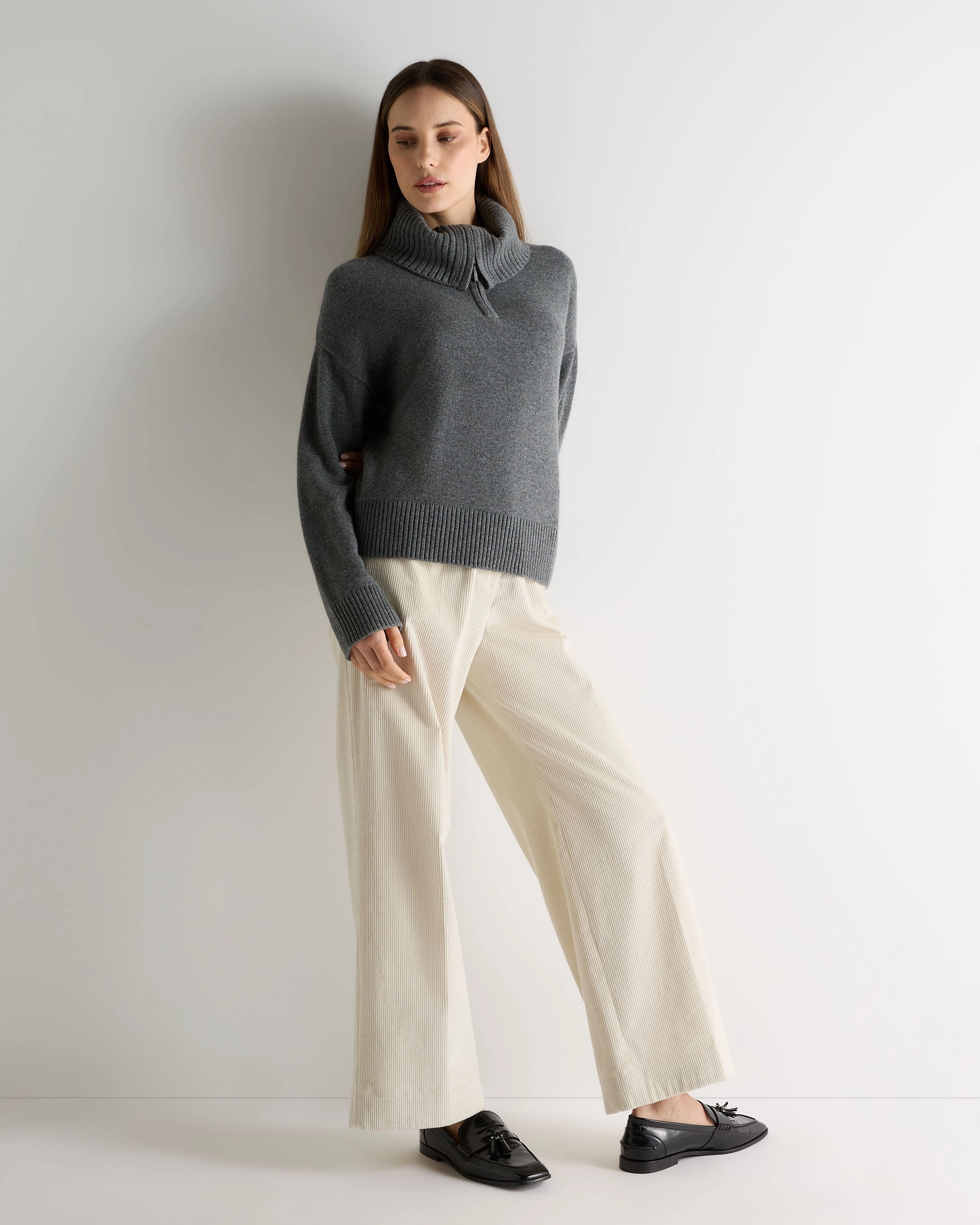 Women'S Cashmere Half Zip Cashmere Jumper Elephant Grey Todays Best Deal Save Big Today