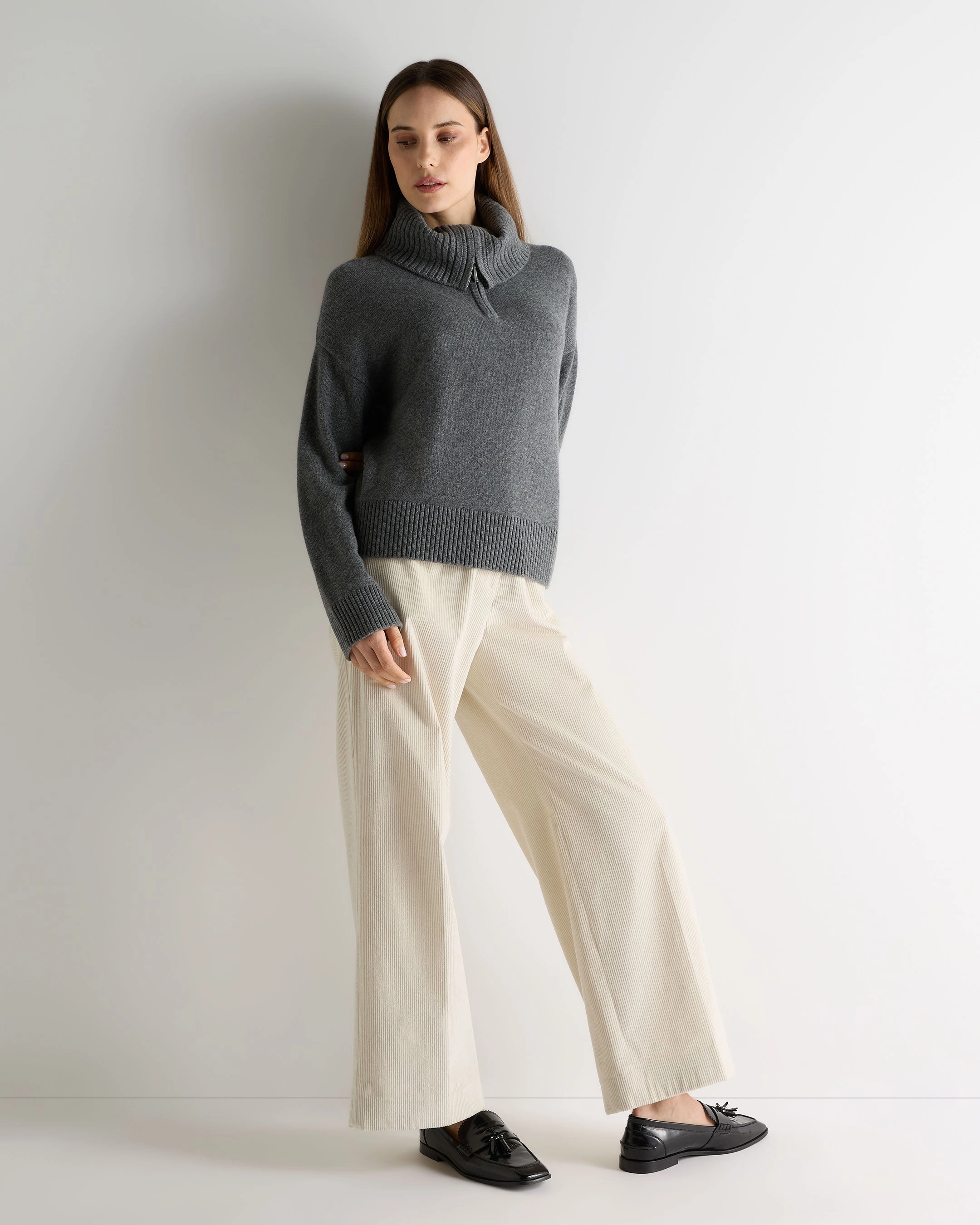 Shop Hot Picks Online Exclusive Offer Women'S Cashmere Half Zip Cashmere Jumper Elephant Grey