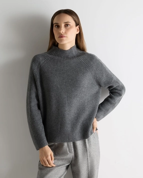 Best Price Today Grab Save Today Women'S Metal Funnel Neck Cashmere Jumper Elephant Grey