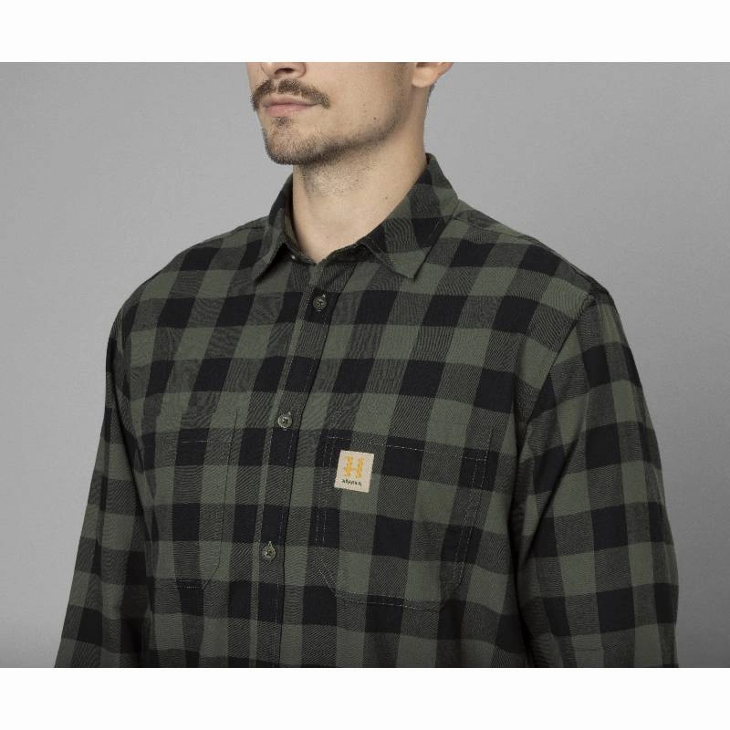 Harkila Scandinavian Long Sleeve Mens Shirt - Green Check Shop Hot Deals