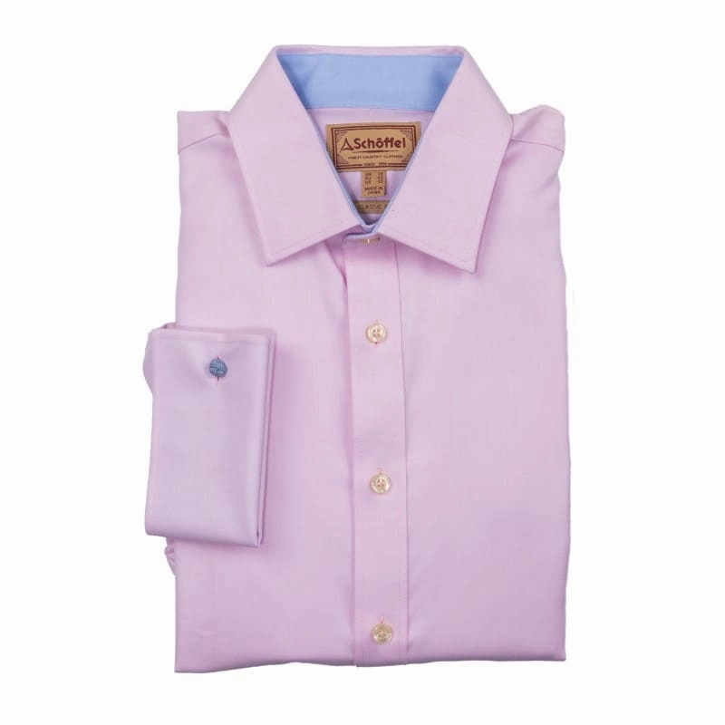 Today Only Hot Sale Dont Wait Save Today Schoffel Greenwich Double Cuff Classic Mens Shirt - Pale Pink Diagonal