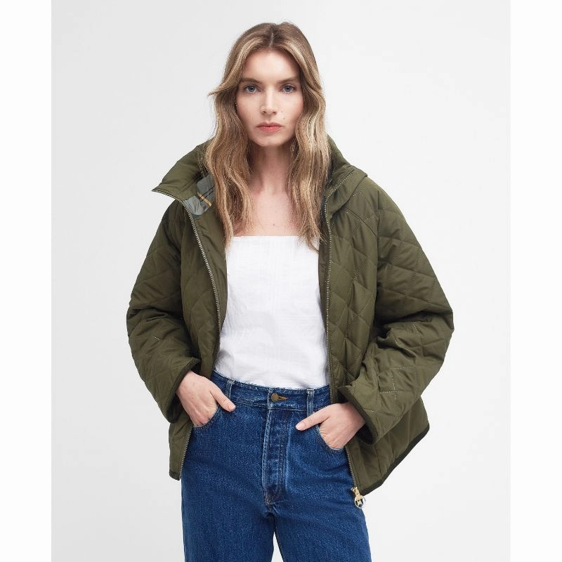 Clearance Steal Today Daily Clearance Deal Barbour Glamis Ladies Quilt Jacket - Army Green/Ancient