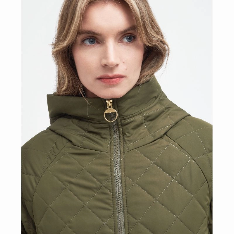 Gift Sale Event Shop Grab Offer Barbour Glamis Ladies Quilt Jacket - Army Green/Ancient