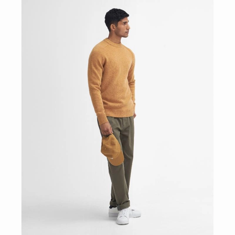 Dont Miss These Savings Barbour Grangetown Mens Crew Neck Jumper - Harvest Gold