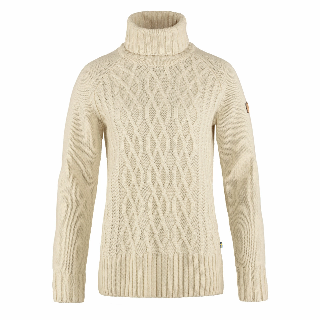 Biggest Savings Now Online Exclusive Steal Fjallraven Womens Ovik Cable Knit Roller Neck Chalk White