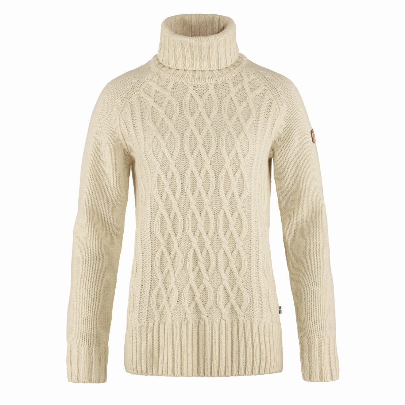 Best Price Today Fjallraven Womens Ovik Cable Knit Roller Neck Chalk White