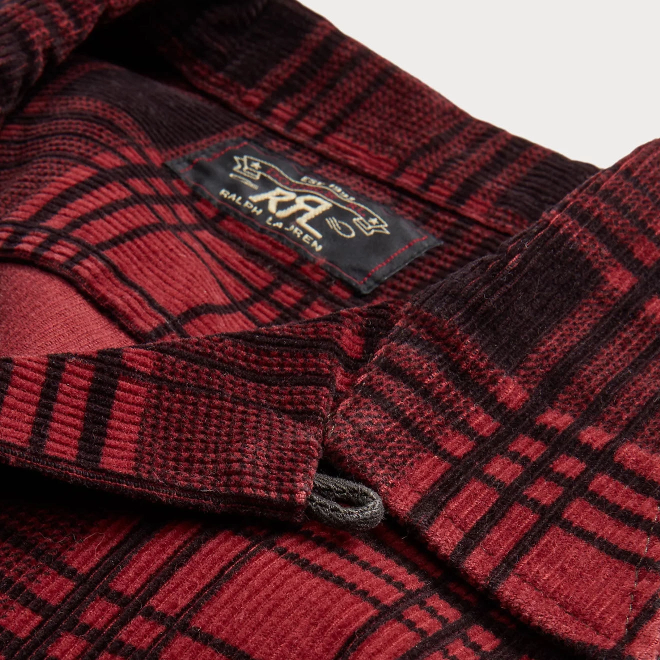 Rrl By Ralph Lauren Plaid-Print Corduroy Camp Shirt Red / Black Flash Sale Now Sale Ending Soon