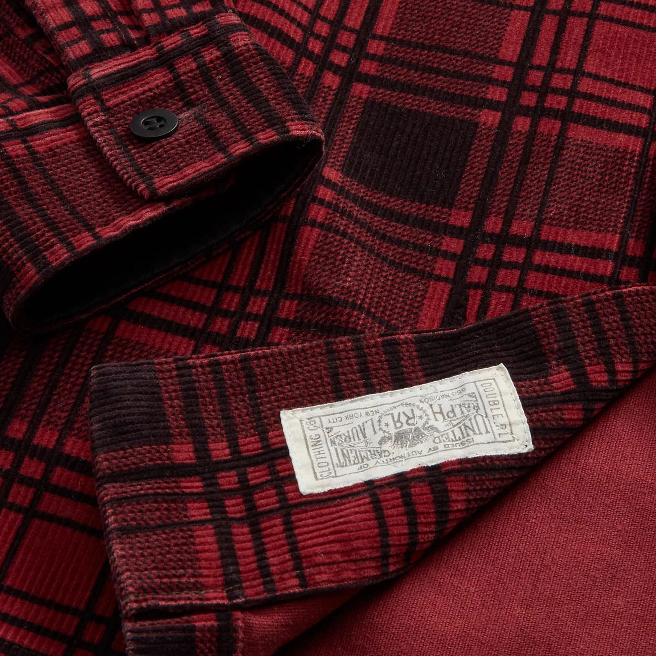 Hot Offer Frenzy Rrl By Ralph Lauren Plaid-Print Corduroy Camp Shirt Red / Black