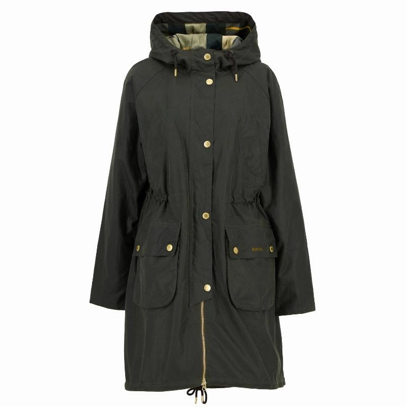 Special Offer Inside Barbour Marcy Ladies Wax Parka - Fern/Ancient Tartan