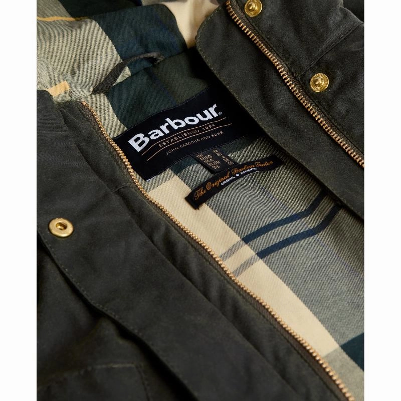Todays Mega Savings Exclusive Savings Event Barbour Marcy Ladies Wax Parka - Fern/Ancient Tartan