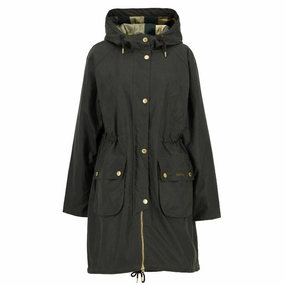 Special Offer Inside Barbour Marcy Ladies Wax Parka - Fern/Ancient Tartan