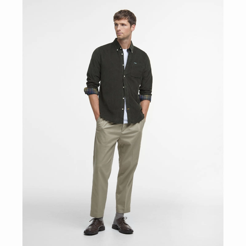 Shop Grab Savings Barbour Ramsey Corduroy Mens Tailored Shirt - Forest