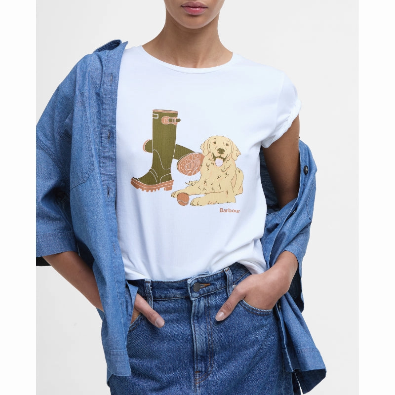 Barbour Rowen Ladies T-Shirt - White Grab Your Savings Special Deals Online