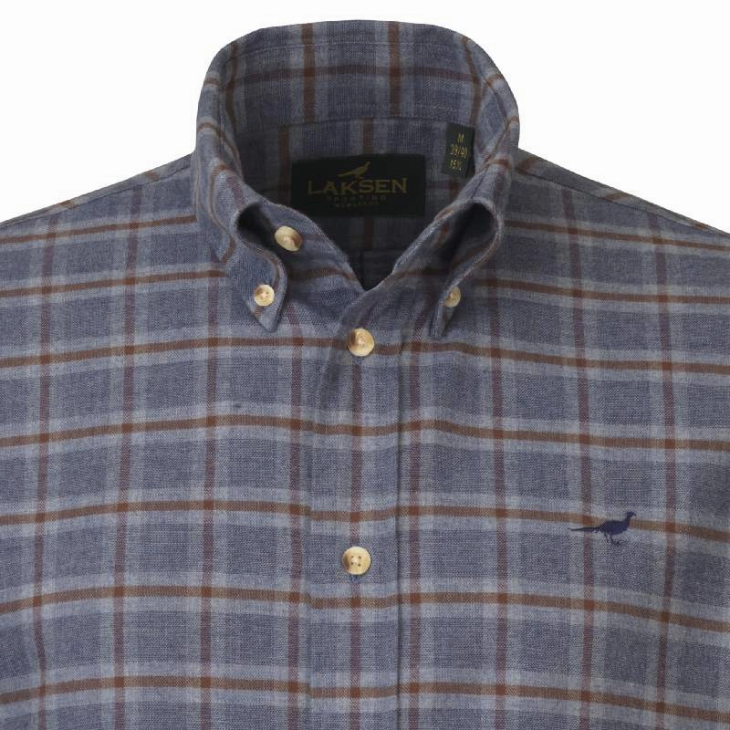 Laksen Helmsley Cotton Wool Mens Check Shirt - Blue Mega Discount Event Shop the Best Deals