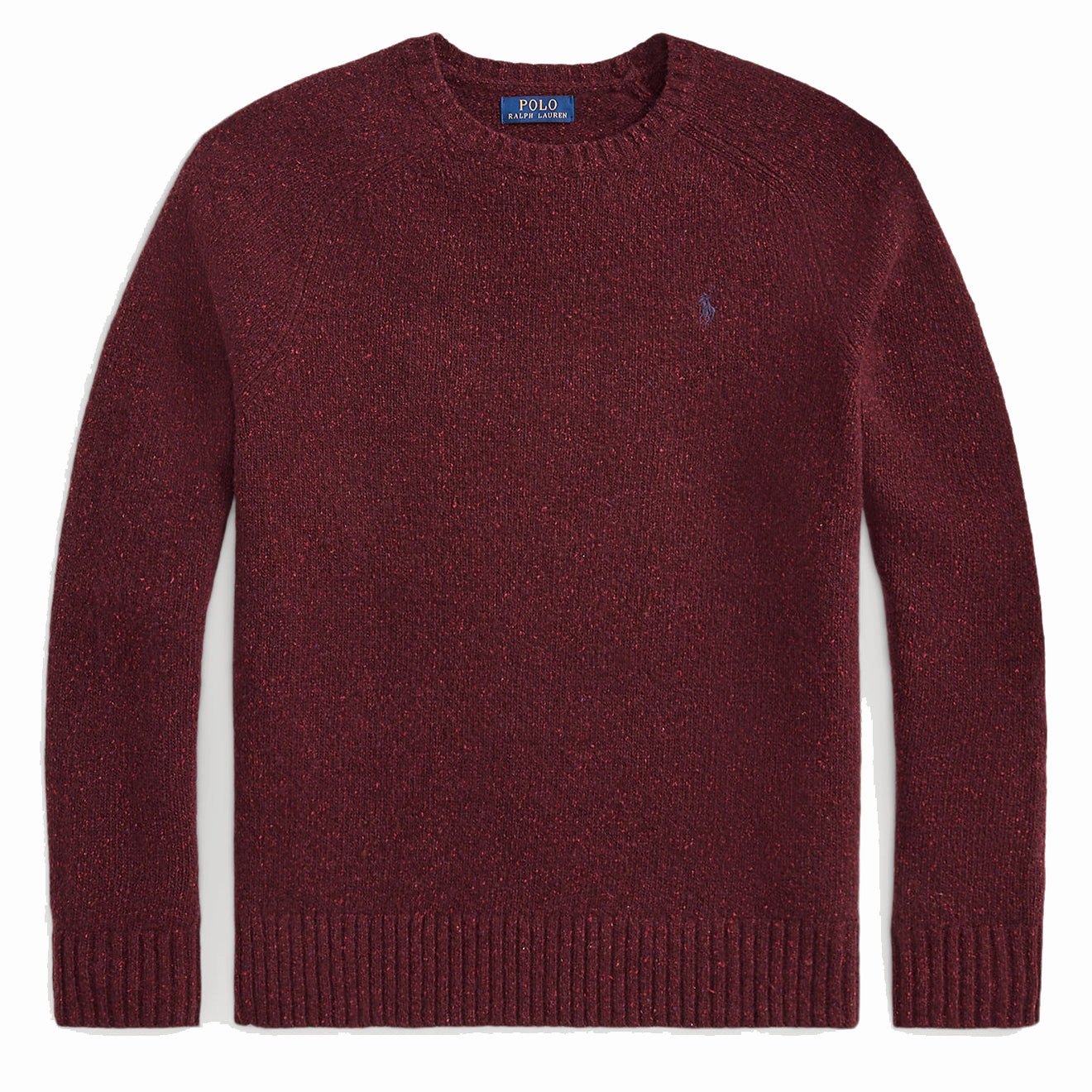 Polo Ralph Lauren Speckled Wool-Blend Crewneck Jumper Aged Wine Donegal Deal of the Day Clearance Event Alert