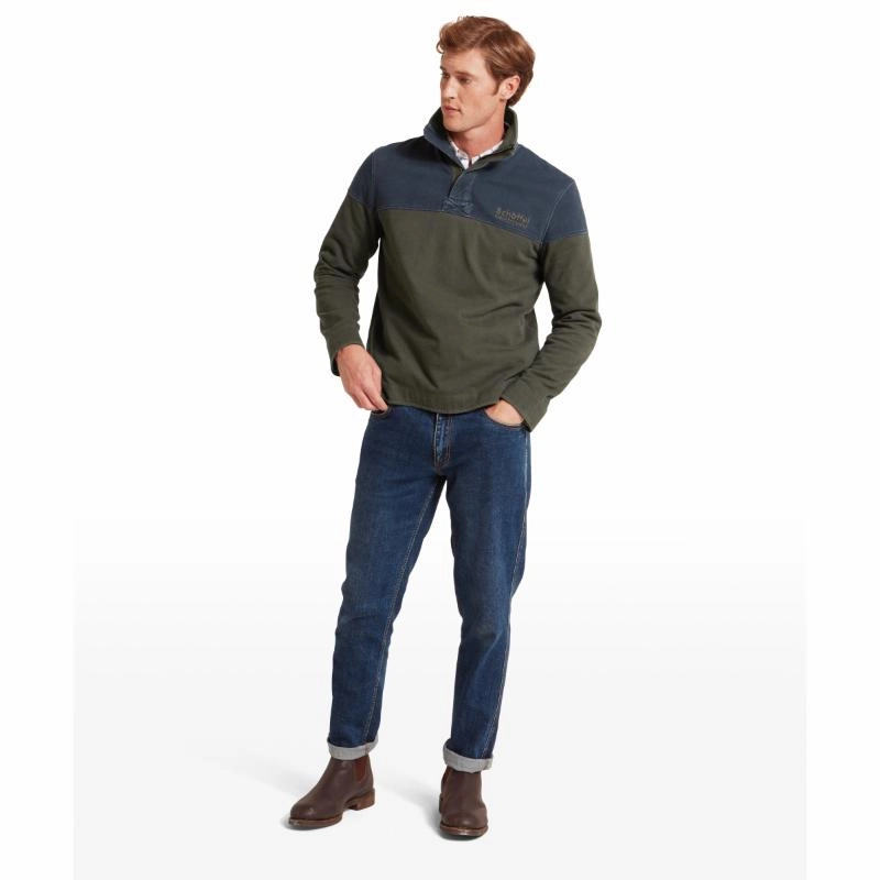 Schoffel Helford Heritage Mens Sweatshirt - Peat Green Limited Edition Offer