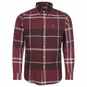 Special Deals Online Price Drop Today Barbour Dunoon Mens Tailored Shirt - Winter Red