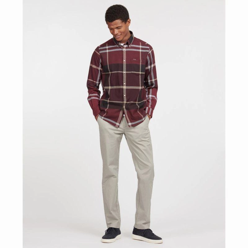 Barbour Dunoon Mens Tailored Shirt - Winter Red Todays Hot Savings