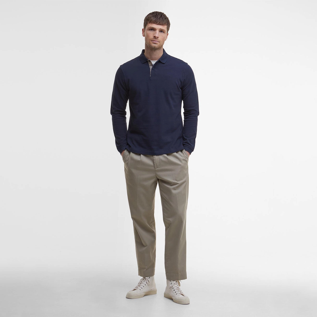 Grab Your Savings Save Today Only Barbour Essential L/S Polo Shirt Navy