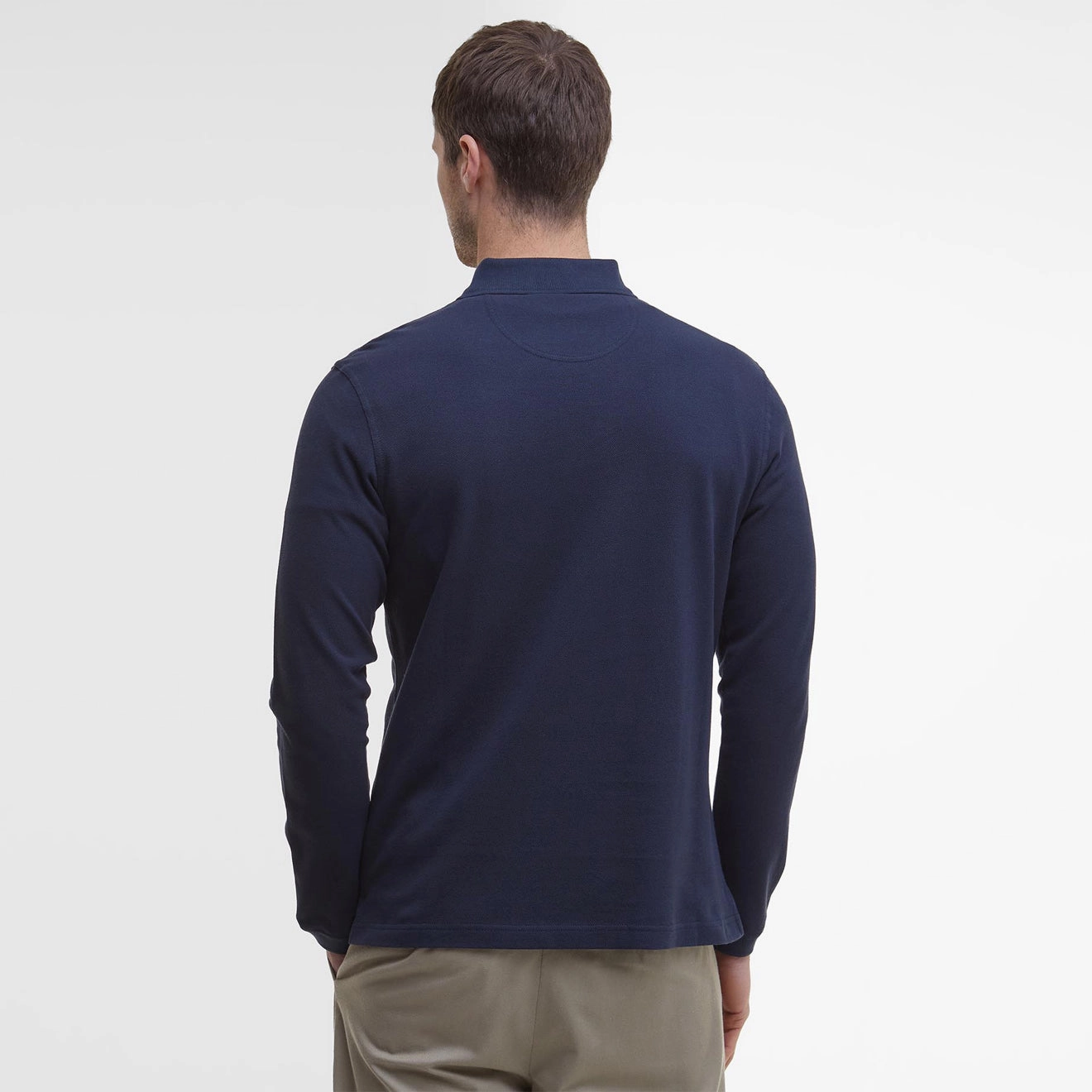 Barbour Essential L/S Polo Shirt Navy Weekend Flash Offer Last Chance Steal