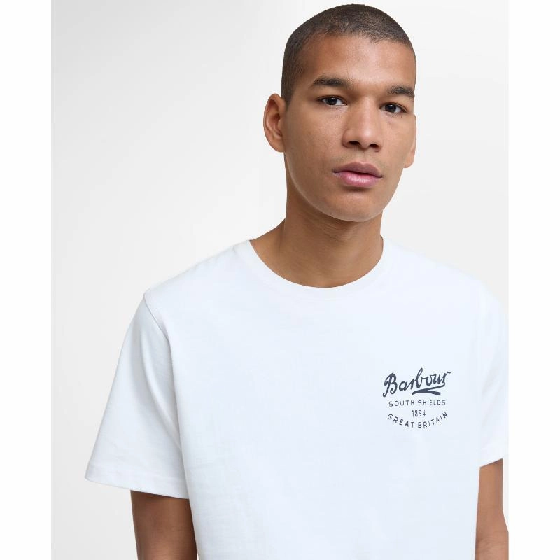 Barbour Script Graphic Mens T-Shirt - Whisper White Limited Edition Offer