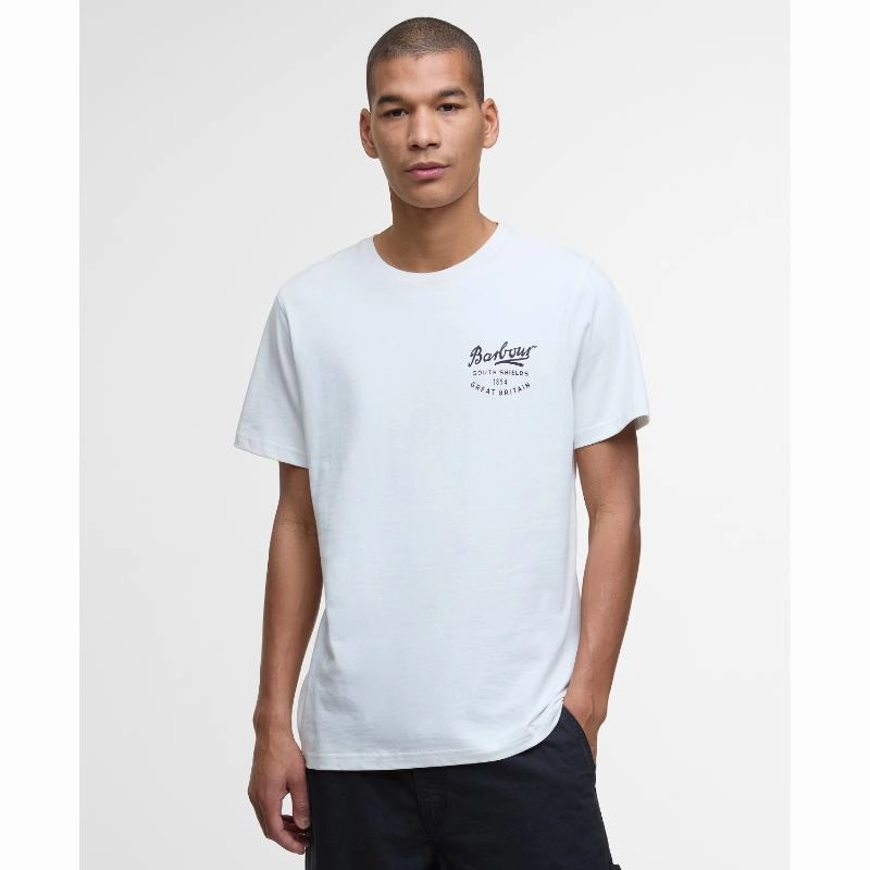 Barbour Script Graphic Mens T-Shirt - Whisper White Instant Savings Deal