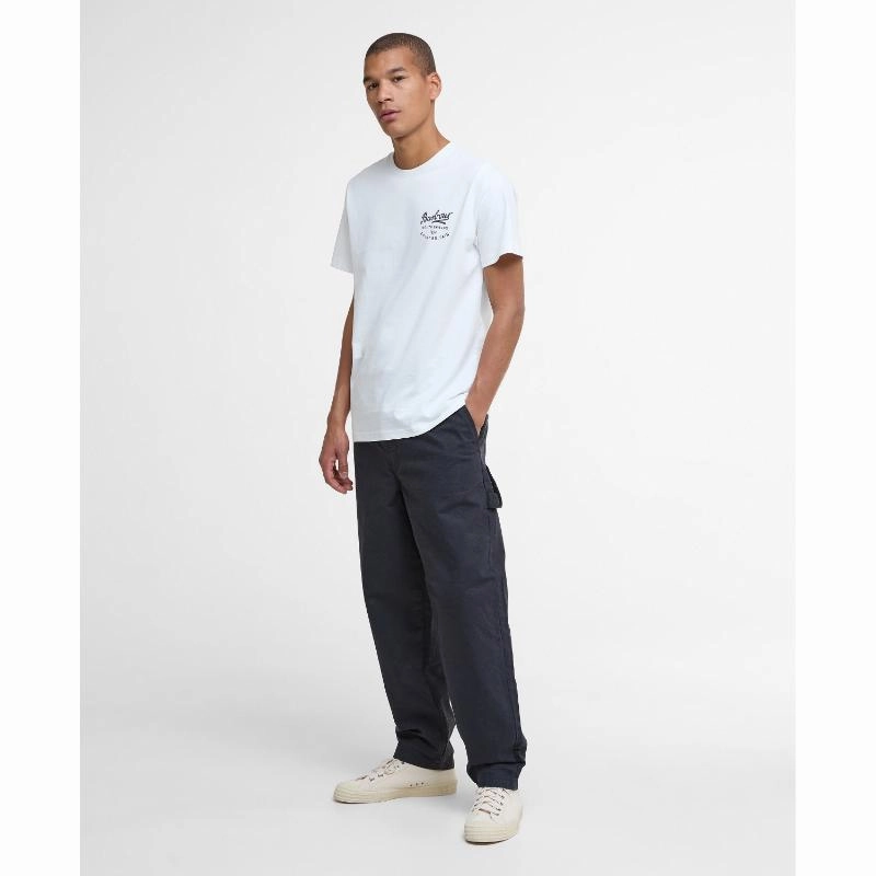 Barbour Script Graphic Mens T-Shirt - Whisper White Big Price Drop