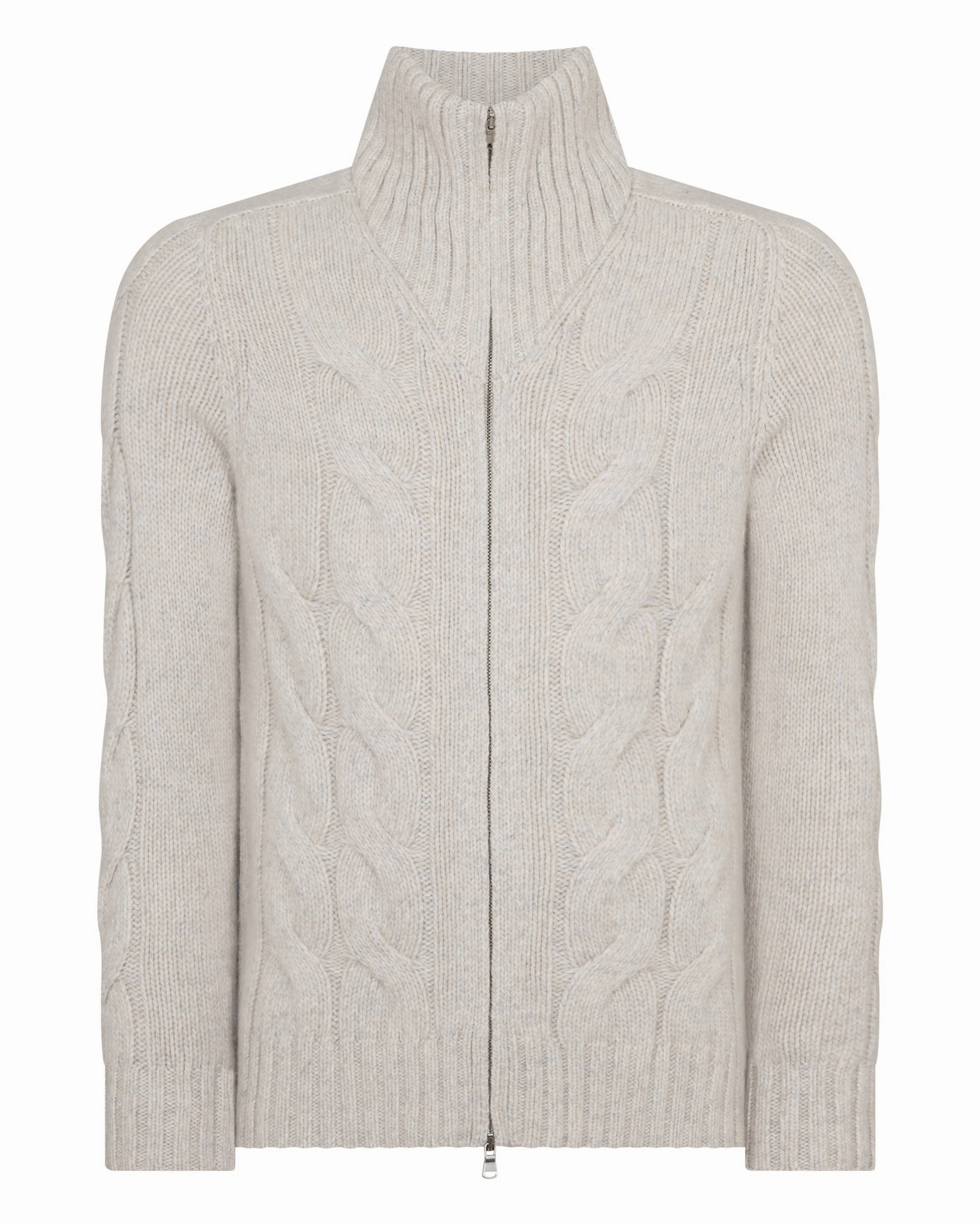 Todays Special Savings Men'S Chunky Cable Full Zip Cashmere Jumper Ash Grey Marl