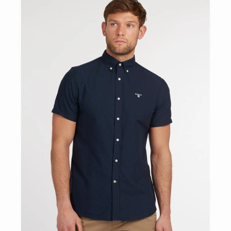 Grab It Before Gone Barbour Oxtown Short Sleeve Mens Tailored Fit Shirt - Navy