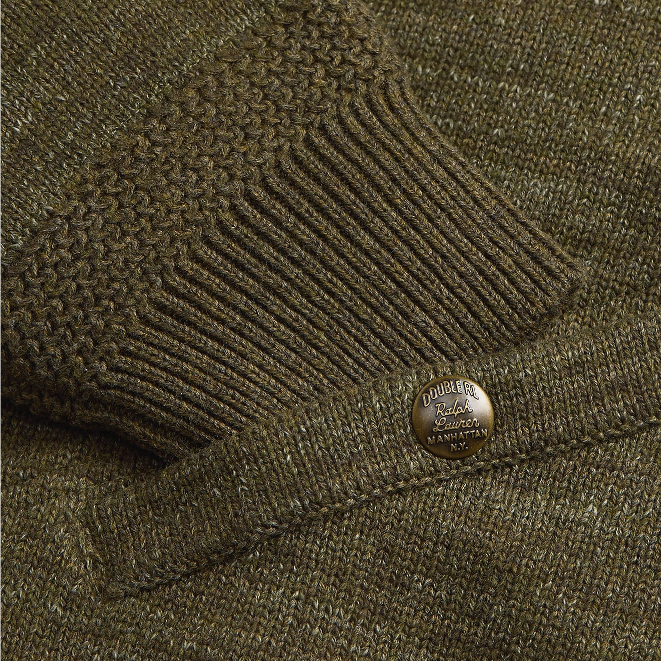 Rrl By Ralph Lauren Cotton-Wool Full-Zip Jumper Olive Heather Best Seller Discount