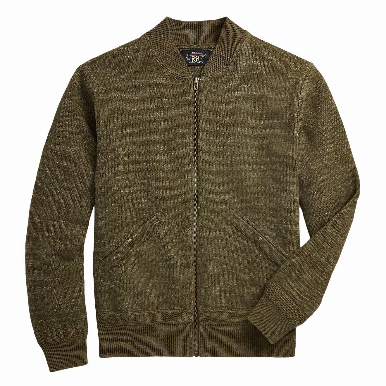 Price Drop Frenzy Rrl By Ralph Lauren Cotton-Wool Full-Zip Jumper Olive Heather