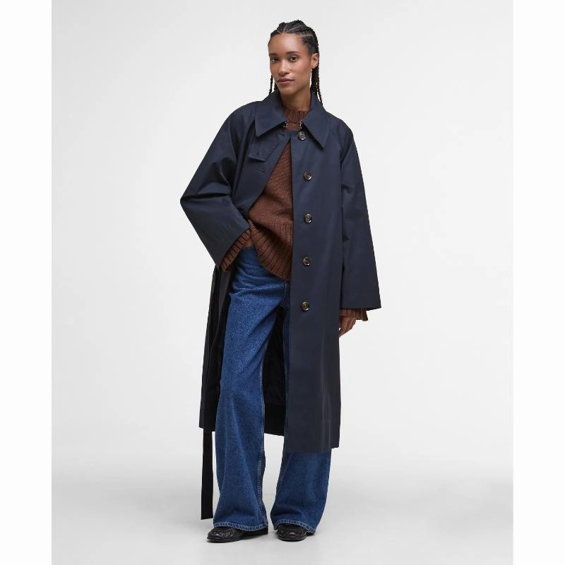 Big Hot Sale Clearance Savings Now Barbour Robyn Ladies Showerproof Trench Coat - Dark Navy/Hessian Tartan