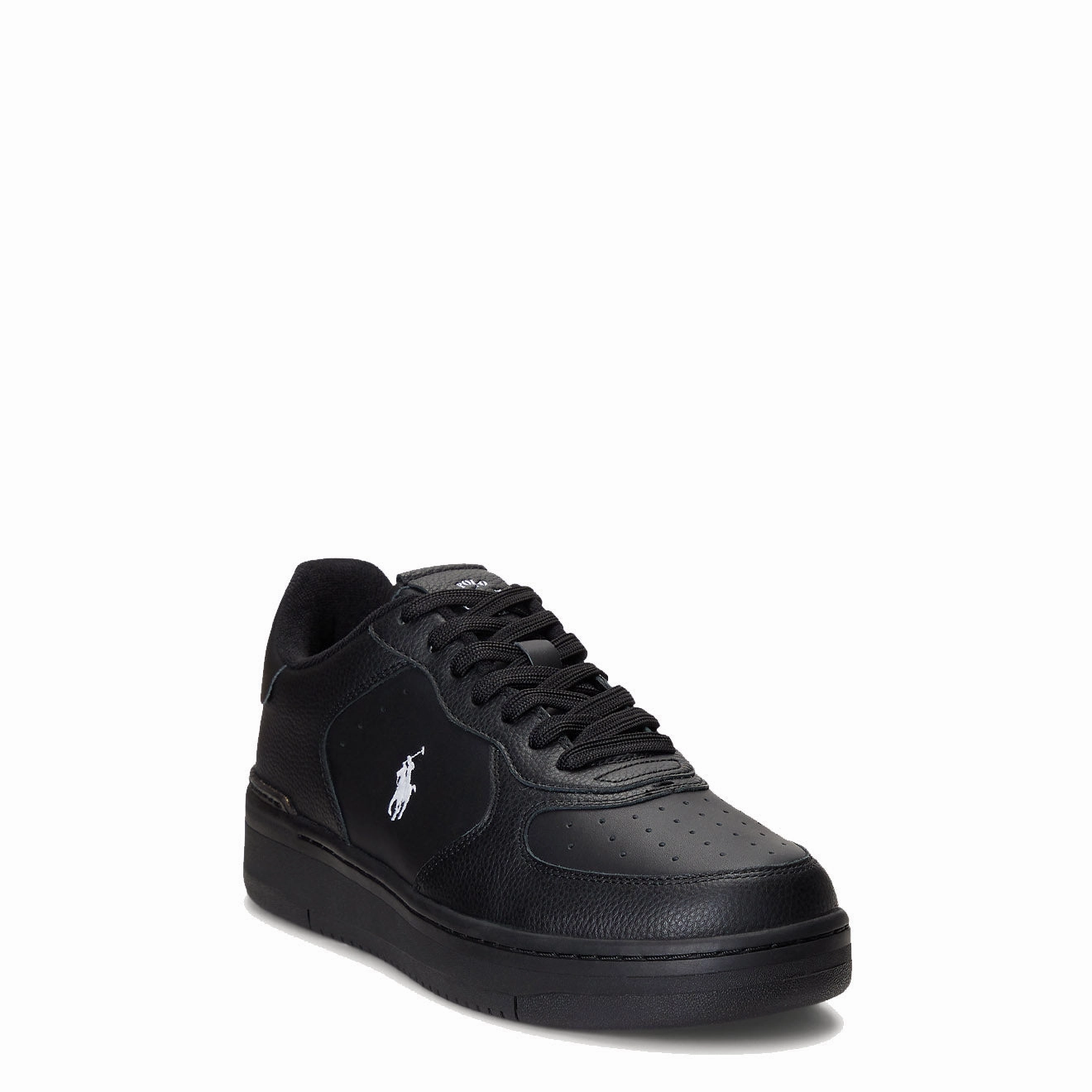 Polo Ralph Lauren Masters Court Leather Trainer Black / White Limited Time Hot Deal