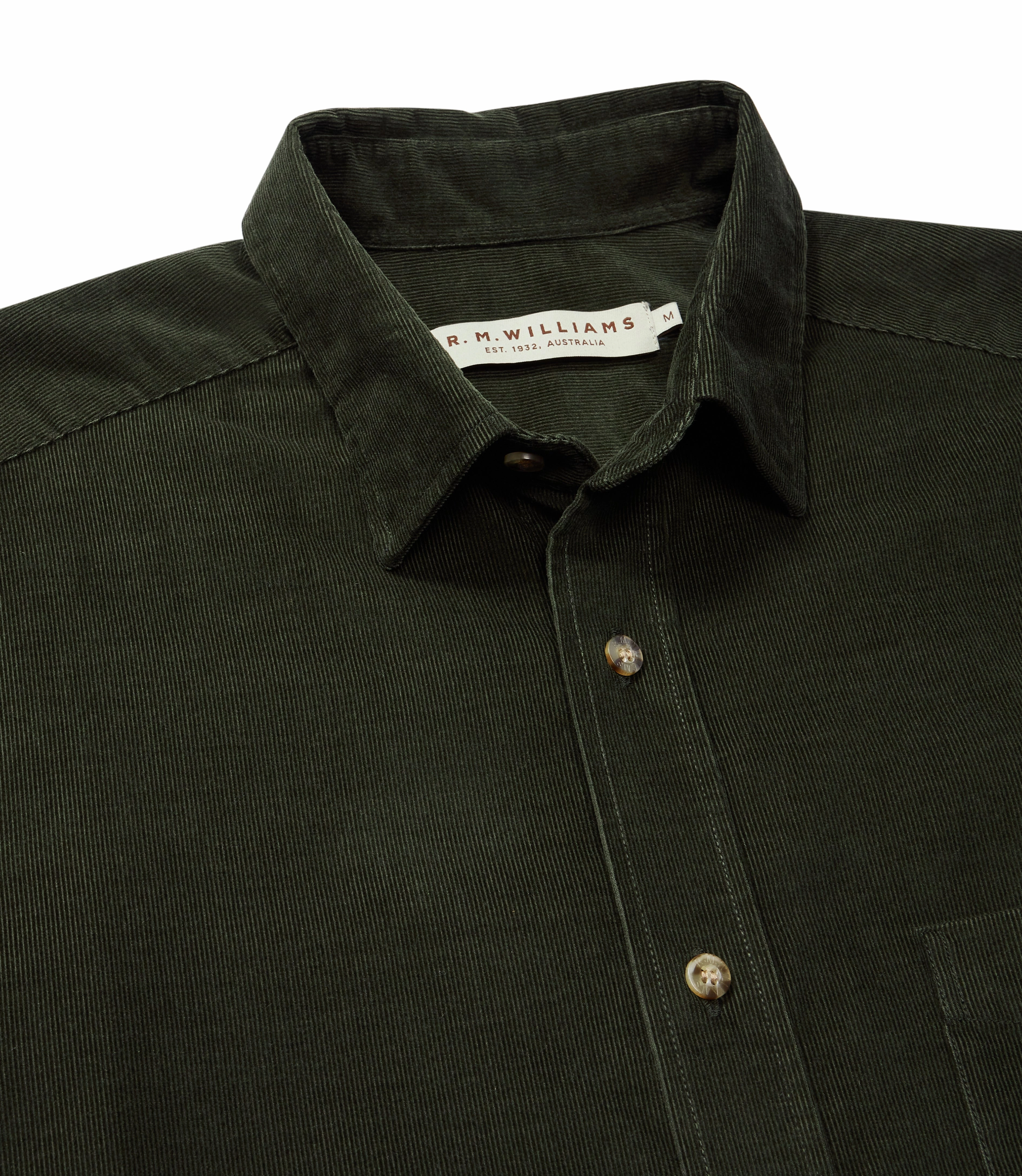 R.M.Williams Classic Mens Shirt - Olive Corduroy Hot Sale Alert