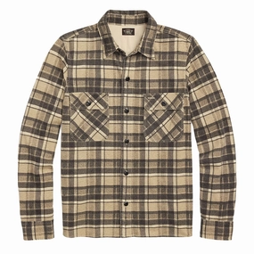 Dont Miss This Steal Clearance Sale Rrl By Ralph Lauren Womens Plaid Linen-Cotton Jersey Workshirt Tan/Black