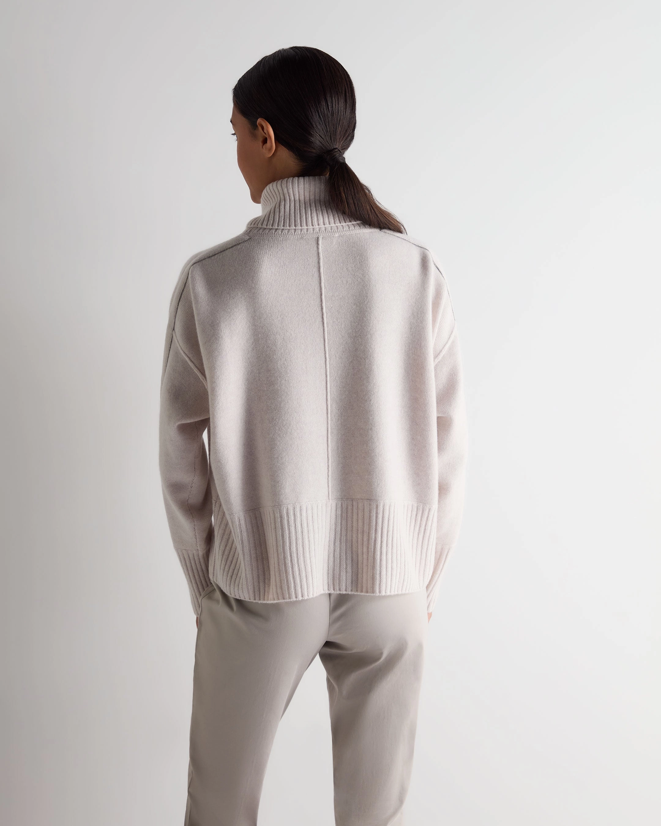 Best Seller Deal Women'S Mollie Metal Roll Neck Cashmere Jumper Frost White
