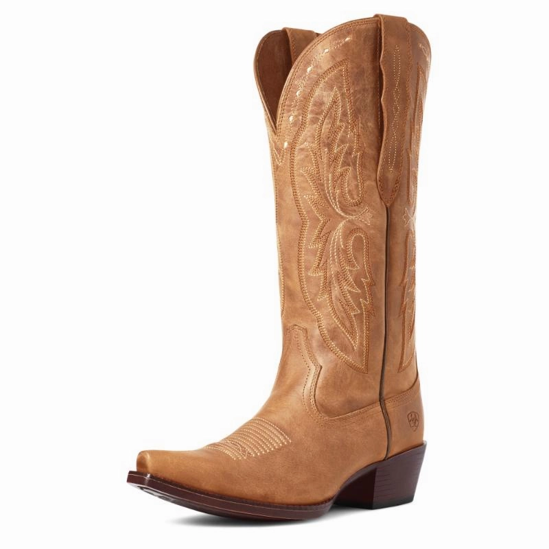Ariat Heritage X Toe Elastic Wide Calf Ladies Western Boot - Distressed Brown Grab the Deal Now