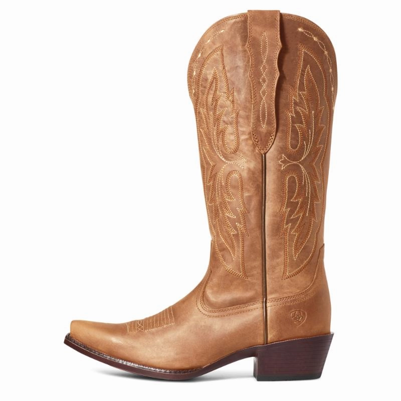 Ariat Heritage X Toe Elastic Wide Calf Ladies Western Boot - Distressed Brown Limited Stock Alert Clearance Blowout