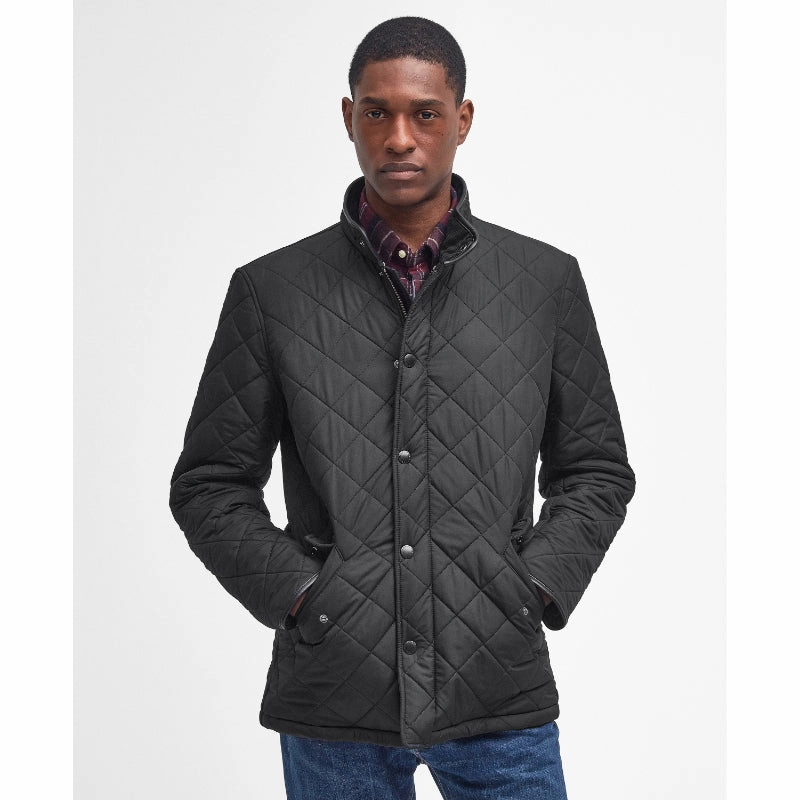 Barbour Powell Mens Quilted Jacket - Black Weekend Specials Hot Deal Alert
