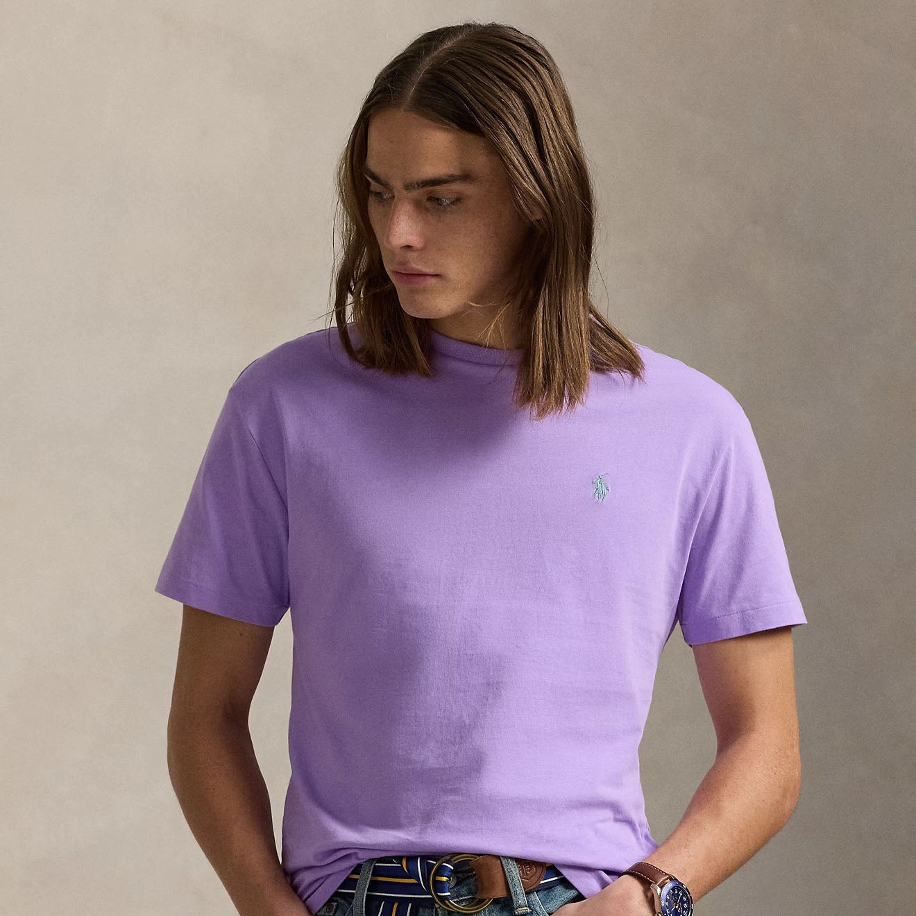Hot Item Clearance MustHave Deal Polo Ralph Lauren Custom Slim Crewneck T-Shirt Light Lilac