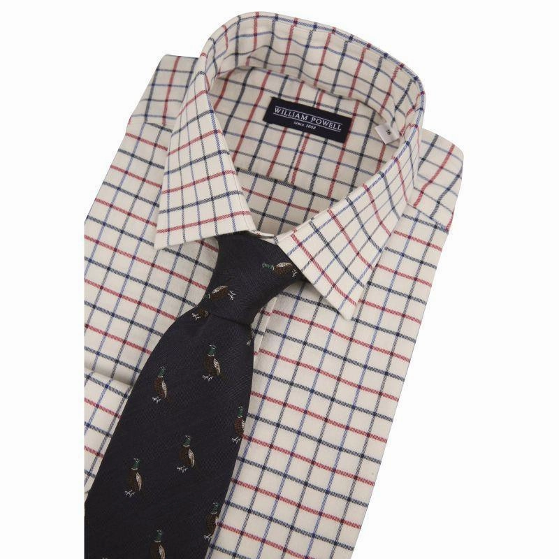Trending Now Discount William Powell Cotton Tattersall Mens Shooting Shirt - Navy / Burgundy