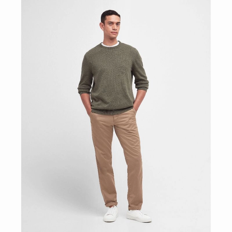 Barbour Whitfield Crew Neck Mens Jumper - Olive Limited Time Steal Today Only Discount Alert