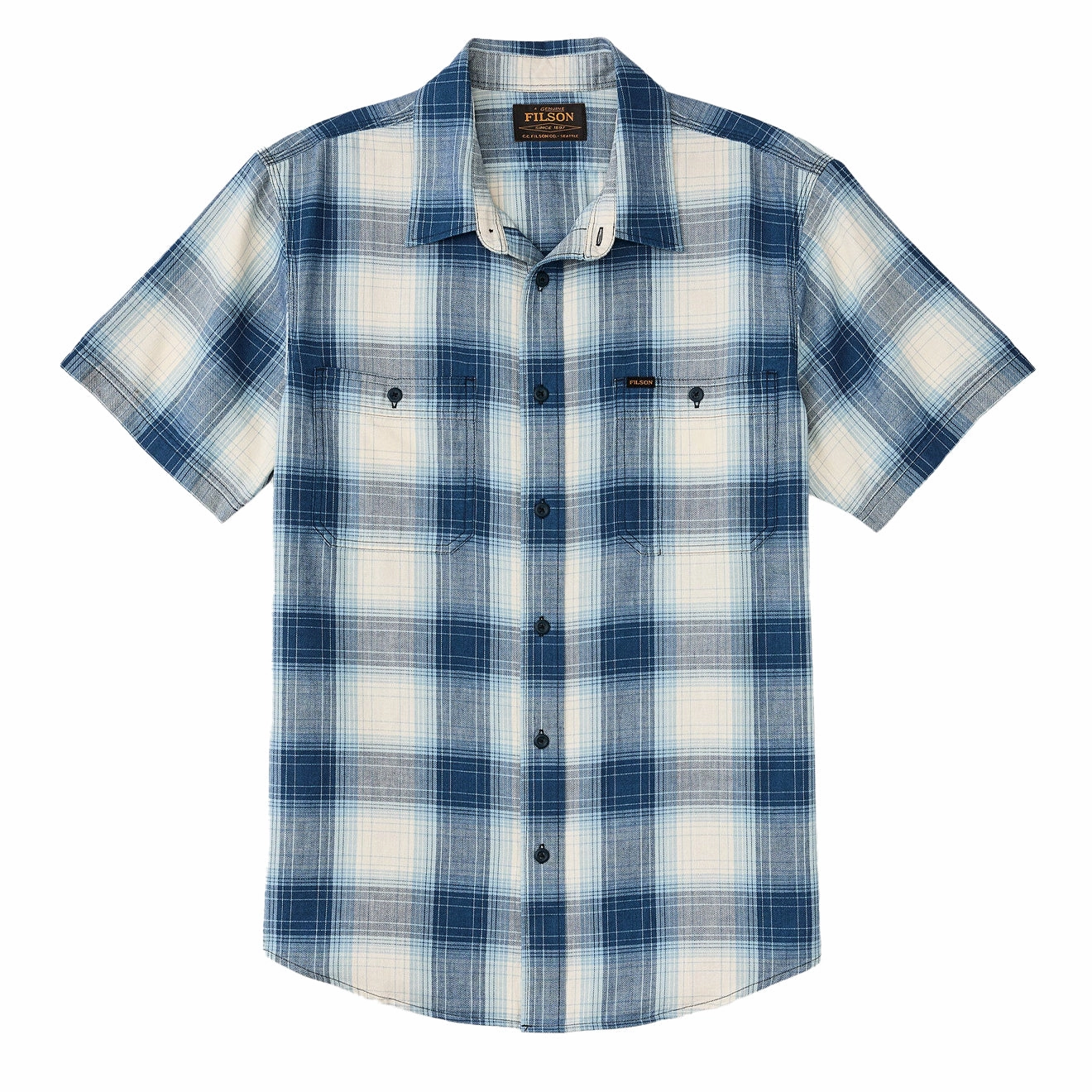 Filson Short Sleeve Chambray Shirt Indigo Plaid Dont Miss This Steal
