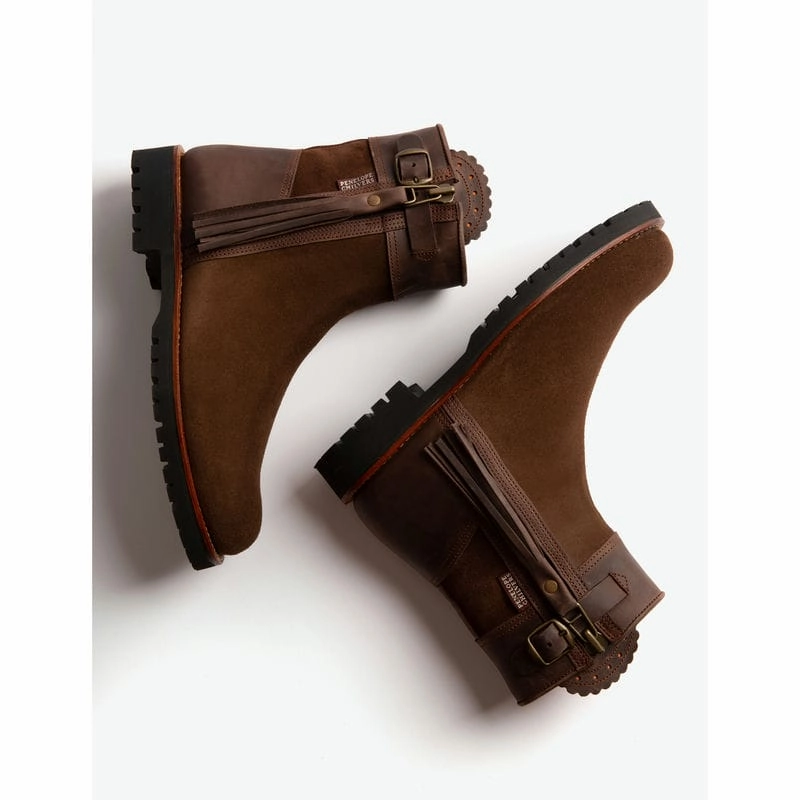 Today Only Hot Sale Penelope Chilvers Inclement Cropped Tassel Ladies Leather Boot - Dark Oak