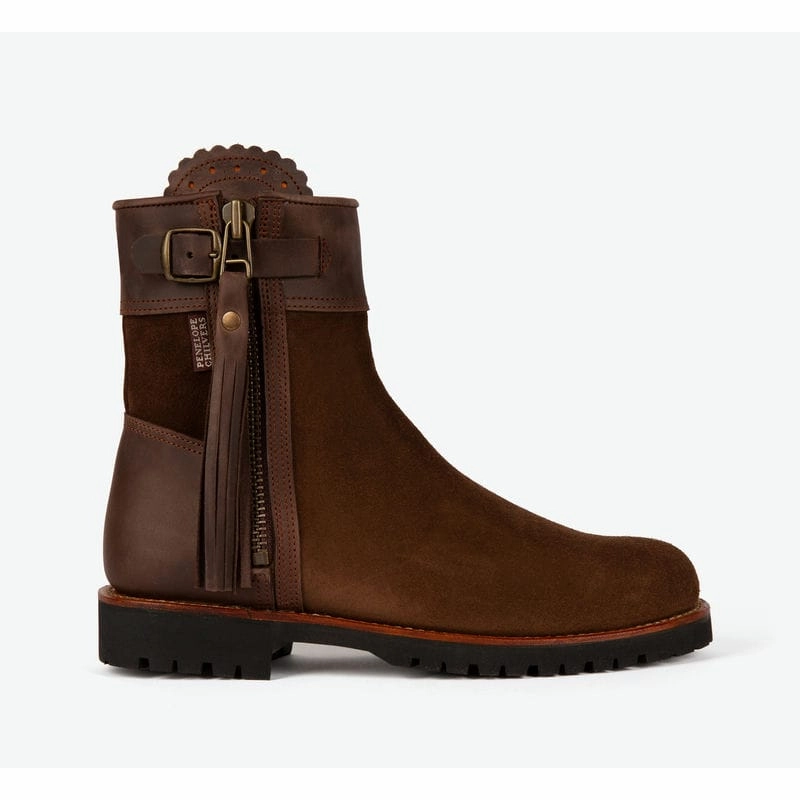 Penelope Chilvers Inclement Cropped Tassel Ladies Leather Boot - Dark Oak Shop Hot Deals